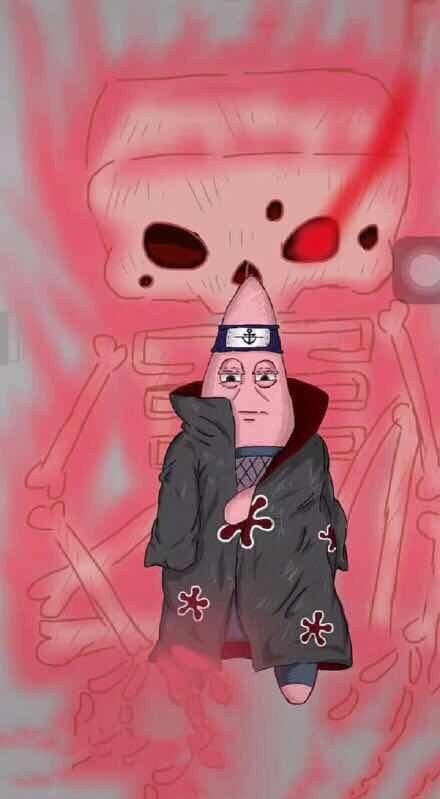 想找一张派大星看着魔人布欧卧举的图