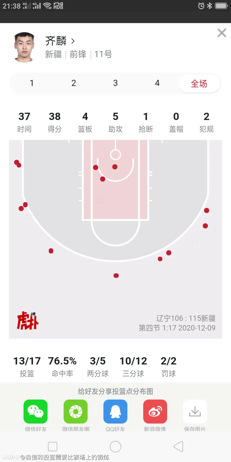 新疆这个麒麟 勉强算二年级吧 12中10都三分 快40分了 Cba专区 虎扑社区