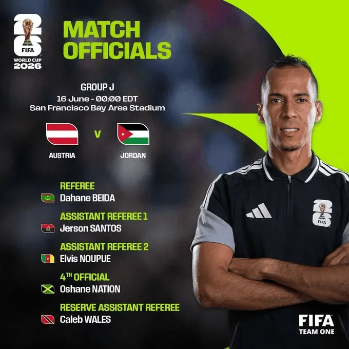 FIFA公布最新裁判安排，首次出现同场主裁边裁来自不同国家