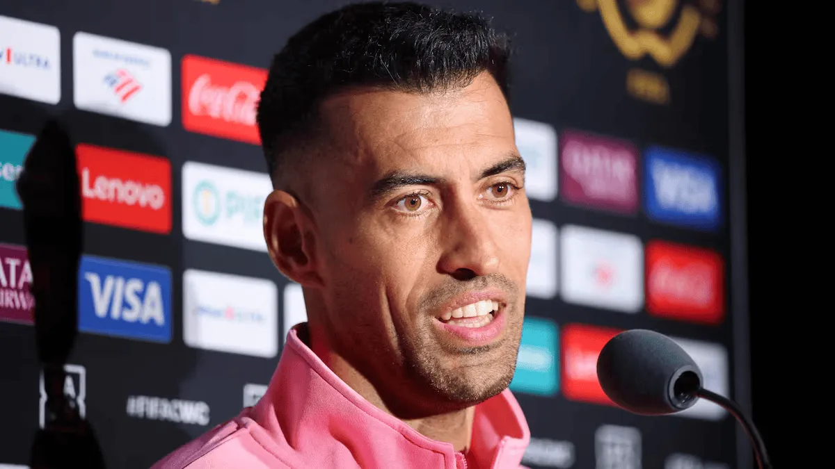 Sergio Busquets speaking at Club World Cup media day