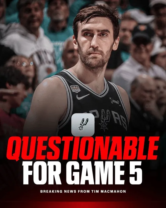 MacMahon：马刺替补中锋科内特因生病明日的G5出战成疑
