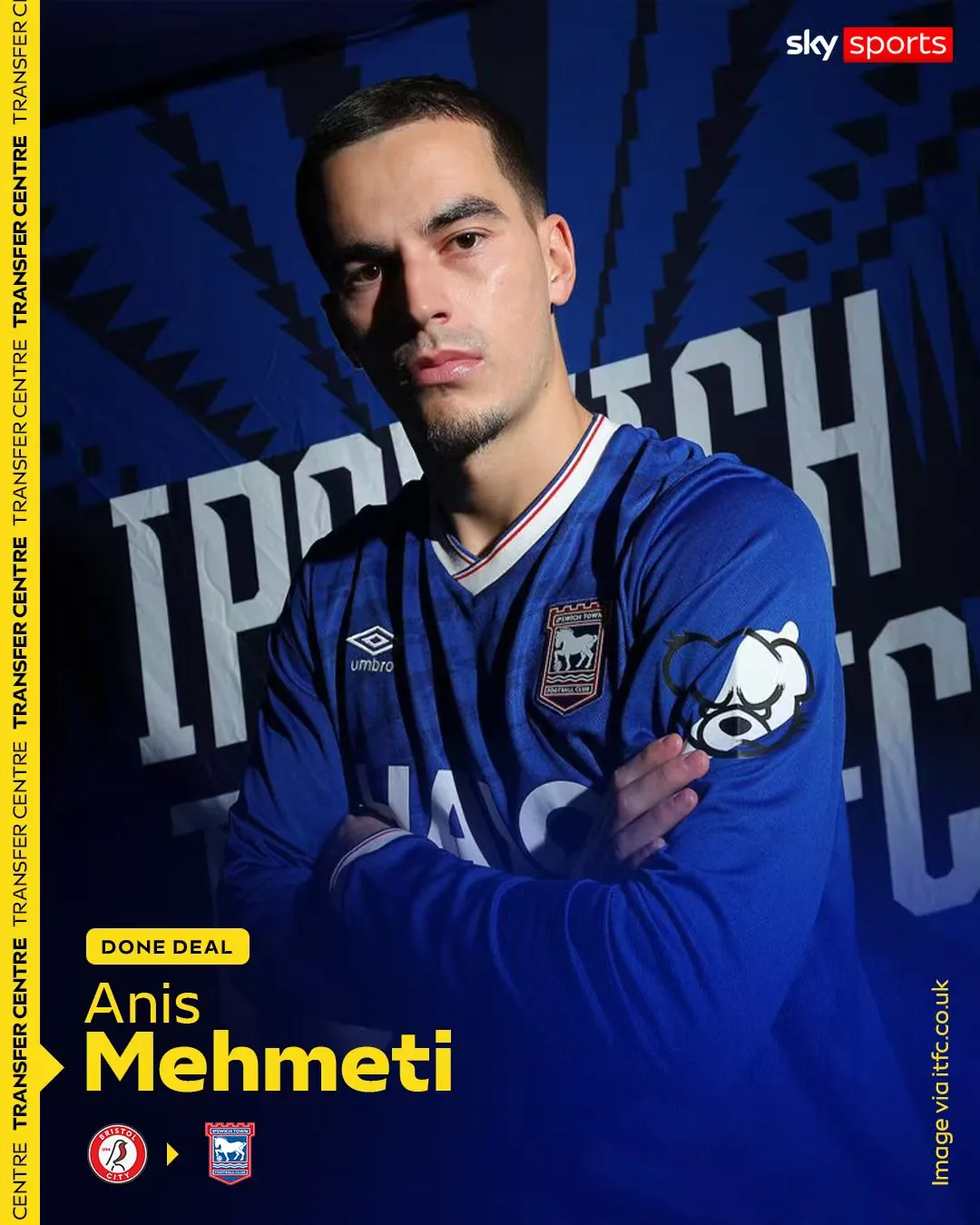 [流言板]伊普斯維奇簽下布里斯托爾城梅赫梅蒂，雙方簽約至2029年