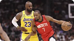 詹姆斯本赛季对阵火箭场均22+4+4+1.7，命中率高达67.5/50%