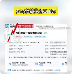 罗马仕被执行118万，被强制执行16次